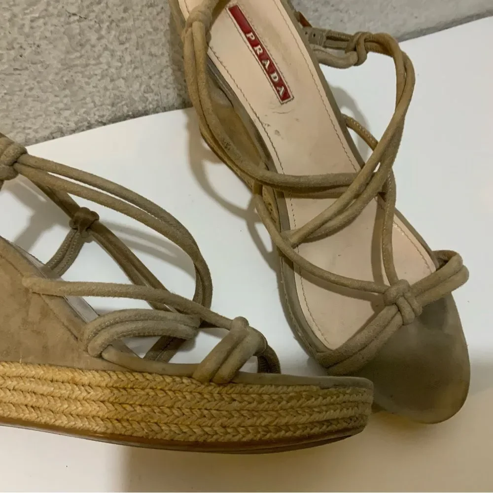 Prada suede Espadrilles Wedges Women beige Italy